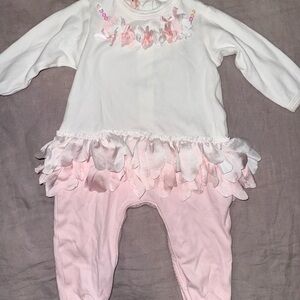 Baby Biscotti White and Pink Kids Pajama Set